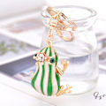 Miniatyrbillede 4 af 5: Frø nøglering rhinestone nøglering taske pung charms fødselsdagsgaver