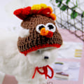 Miniatyrbilde 2 av 5: Kostyme for katt, kalkunhatt, Halloween, Thanksgiving-fest, håndlaget heklede kjæledyrkalkun-hodeplagg, kostyme for små hunder og kattunger (brun)