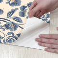 Miniatyrbild 2 av 4: 1 Rulle Damask Blå Blommig Enkel Varm Sovrum Vardagsrum Skåp Renovering Bakgrundsbild PVC Vattentät Och Fuktsäker (Blå, 17\" x 118\"/44*300cm)