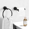 Miniatyrbillede 1 af 5: Toiletpapirholder og håndklædeholder, 2 badeværelsestilbehør mat sort