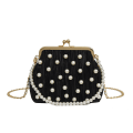 Miniatyrbilde 1 av 5: Damehåndveske Perle Clutch Bag Middagsbankett Brud Håndveske Kjoleveske (svart)