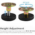 Miniatyrbilde 3 av 5: Justerbare møbelben, 4 stk 27–40 mm Justerbare ben, Møbelben M