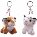 Miniatyrbillede 1 af 5: 2 stk. plys nøglering plysdyr tiger legetøj blødt dyr charme nøglering