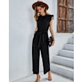 Miniatyrbillede 4 af 5: Womens Casual Short Sleeve Jumpsuits Elastic Waist Jumpsuit with