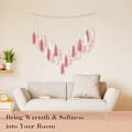Pikkukuva 2 / 5: Suuri makrameeseinävaate boho-koti sisustus, vaaleanpunainen hapsuseinä