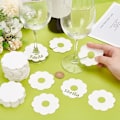 Miniatyrbillede 3 af 5: Blank Blomster Papir Vinglas Markør til Stilkglas Drikke Navneskilte Blomstermønster Engangs Vinlabel Vinglas Charm