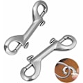 Miniatyrbilde 1 av 5: 2 stk. rustfrie stålkarabeiner, dobbeltkarabeinerklips, hundekobbelkarabeiner, dobbeltklipskrok, dobbeltbolkarabeiner, dobbeltbolkendklipskrok (90 mm)