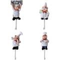 Miniatyrbild 1 av 5: 4-pack väggkrokar i form av franska kockar i harts - dekorativ väggmonterad förvaringshylla