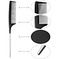 Miniatyrbilde 2 av 5: Hårkam, Siming Karbonfiber Halekam Profesjonell Hårklipp for Salong Frisør (Svart, 6 stk)