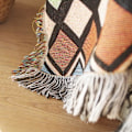 Miniatyrbild 2 av 3: Boho-soffa kastar filtar etniska vävda boho geometriska svart och karamell flerfärgad kastfilt för soffa aztek säng kast stol sofföverdrag med tofs