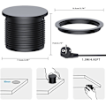 Miniatyrbilde 3 av 5: Innfelt strømbrett, Innfelt strømbrett med 1 stikkontakt, 1 USB-C-port, 1 USB-A-port, 75 mm diameter, 1,5 m kabel, skrivebordsstikkontakt for kjøkken, kontor,