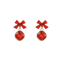 Miniatyrbild 1 av 3: Fashion Röda Rosett Drop Dangle Örhängen Stud Kvinnor Bröllop Smycken, 1 par