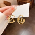 Miniatyrbillede 2 af 5: Guld Statement Hoop Øreringe Studs Metallic Minimalistisk Mode Smykker