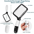 Miniatyrbilde 2 av 5: Rektangulær leselupe med 5 LED-lys, 3x stor dimbar LED-leselupe for eldre, aviser