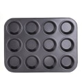 Pikkukuva 1 / 5: Pyöreä tarttumaton hiiliteräksinen muffinipelti, 1 kpl, harmaa