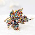 Miniatyrbillede 2 af 5: Kvindernes Farve Diamant Rhinestone Ahornblad Brosche Pin