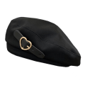 Miniatyrbillede 1 af 4: Dame Beret Kvinder Bomuld Beret Hat Kunstner Beret Cap Sort Vinter