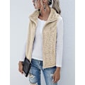 Miniatyrbillede 3 af 5: (M) Dame Fuzzy Sherpa Fleece Jakke Letvægts Vest Cozy Ærmeløs Cardigan Lynlås Veste Yderbeklædning med Lomme