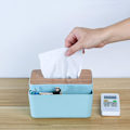 Miniatyrbillede 4 af 5: Rektangulær servietbeholder/dispenser i PU-læder, sober og praktisk til familien, kontoret, tabletten osv. Marmoreret grøn