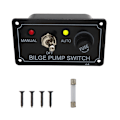 Pikkukuva 1 / 5: Pilssipumpun kytkinpaneeli, 12V DC LED-merkkivalohälytyskytkinpaneeli sulakkeella, manuaalinen/pois/automaattinen, veneisiin ja merenkulkuun