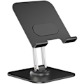 Miniatyrbilde 1 av 5: Nettbrettstativ - Justerbart og sammenleggbart skrivebordstilbehør - Universelt skrivebordsstativ - 360° rotasjon med anti-stress effekt - Svart aluminium