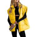 Pikkukuva 1 / 5: (M) Naisten Talvi Crop Puffer Liivi Kevyt Lämmin Flysleeve Seisova Kaulus Pehmustettu Puffy Takit Takit Taskuilla