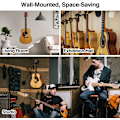 Miniatyrbild 4 av 5: Gitarrväggfäste [3-pack], halkfri metallgitarrkrok för akustisk