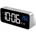 Digital väckarklocka, LED-spegellarmklocka med temperatur/snooze