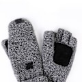 Miniatyrbillede 3 af 5: Herre strikkede uldhandsker med læderlap på håndfladen Micro Fleece