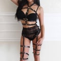 Miniatyrbillede 3 af 5: Sort Garter Bælter Læder Lingeri Rave Bund Leg Sele til
