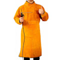 Pikkukuva 1 / 5: (XL-105cm) Unisex lehmännahkainen hitsausessu - Keltainen hihoilla ja kauluksella, suojaava essu työpajatöihin, kipinä- ja lämmönkestävä