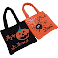 Pikkukuva 1 / 5: Halloween-aiheinen lahjapussi, pieni kangaskassi, karkkipussi, 2 kahvalla