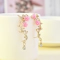 Miniatyrbilde 4 av 5: Retro Crystal Rose Flower Climbers Crawler Jacket Øredobber Sparkl