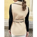 Miniatyrbilde 5 av 5: (M) Dame Vinterjakker V-hals Knapper Belte Lommer Ermeløs Cardigan Høst Varmt Lang Vest Jakker