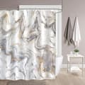 Grå Guld Marmor Duschdraperi Set, Abstrakt Modern Duschdraperi