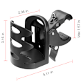 Miniatyrbillede 2 af 5: Kopholder til klapvogn, 360° roterende drikkeflaskeholder, universel til rollatorer, kørestole, cykler, motorcykelklapvogne, nem at installere, sort