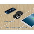 Miniatyrbilde 4 av 5: Innfelt strømbrett, Innfelt strømbrett med 1 stikkontakt, 1 USB-C-port, 1 USB-A-port, 75 mm diameter, 1,5 m kabel, skrivebordsstikkontakt for kjøkken, kontor,