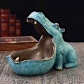 Miniatyrbillede 2 af 5: Hippopotamus Opbevaringsboks Statuer Kunsthåndværk Hippo Ornament Figurer