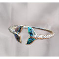Miniatyrbilde 3 av 4: Abalone Shell og havfruehale armbånd armbånd justerbar åpen