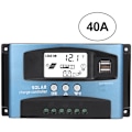 Pikkukuva 1 / 5: Aurinkoenergian lataussäädin, kaksi USB-liitäntää LCD-näytöllä, 12V 24V, MPPT 40A