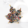 Miniatyrbillede 5 af 5: Kvindernes Farve Diamant Rhinestone Ahornblad Brosche Pin