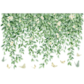 Miniatyrbild 1 av 5: En uppsättning väggdekaler gröna blad blommor fjärilar väggdekaler