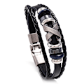 Miniatyrbillede 1 af 4: Premium læderarmbånd [flet] til mænd i sort  Forskellige længder