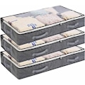 Miniatyrbillede 1 af 5: 3 stk. opbevaringsposer under sengen, sammenklappelige tøjposer, store opbevaringsbeholdere med