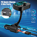 Pikkukuva 5 / 5: Bluetooth FM-lähetin kahdella mikrofonilla, [Yksi näppäin FM:n sammuttamiseen] Langaton handsfree-autosarja 3 USB-portilla, tukee USB-muistitikkua/AUX-lähtöä