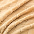 Miniatyrbilde 3 av 4: Enkel ensfarget rutete flanell firkantede tepper for sofa seng, myk koselig varm rutete fleece teppe for dobbeltseng, kontor lur teppe (gul, 1