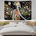 Miniatyrbillede 2 af 5: Kraniet Gobelin Svampe Gobelin Farverige Blomster Planter Gobelin Månehave Gobelin Trippy (51,2 x 59,1 tommer)