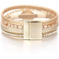 Pikkukuva 5 / 5: Nahkainen kääre rannekoru Boho Cuff rannekorut Kristallihelmi rannekoru w
