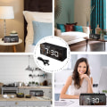 Miniatyrbilde 5 av 5: Speil Vekkerklokke, LED Sengerklokke Med Temperatur, Snooze, Sminke Speil