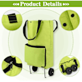 Miniatyrbillede 2 af 5: Foldbar Indkøbspose med Hjul, Foldbar Indkøbsvogn med Gummihjul, Oxford Klud Foldbar Trolley Taske, Genanvendelig Indkøbsvogn til Supermarked